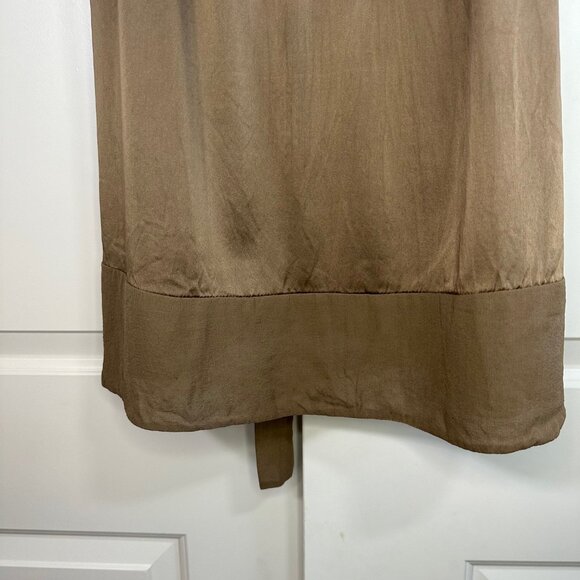 Bronze Silk Short Sleeve V-Neck Knee Length Dress - Medium - Picture 3 of 12